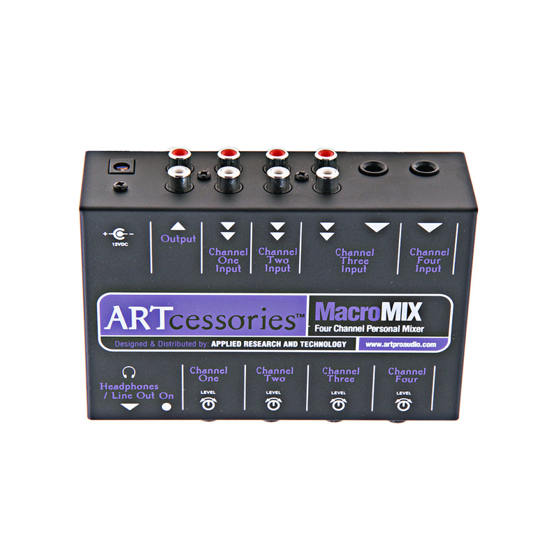 ART MACROMIX 4-Channel Miniature Personal Line Mixer w/Dual RCA And 14 Inputs