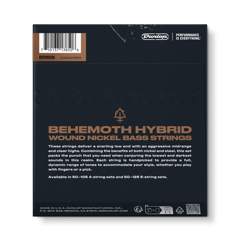 Dunlop BEHYN50105 Behemoth Hybrid Wound Nickel Bass Strings .050-.105