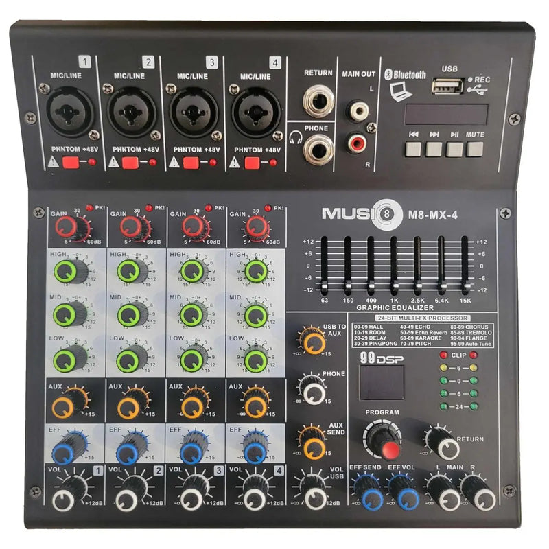 Musique 8 MX-4 à 4 entrées de mixage audio professionnel