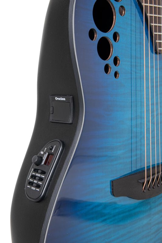 Ovation CE44P-BLFL-G Celebrity Elite Plus Guitare acoustique/électrique (flamme bleue)