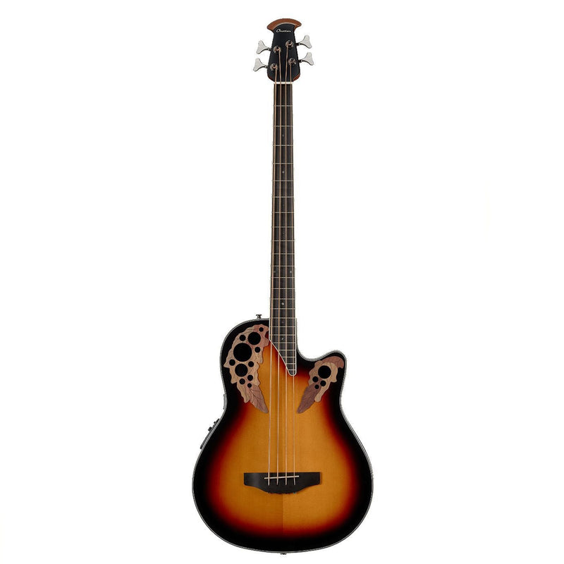 Ovation ceb44-1n célébrité Elite EXOTIC ACUSTIC-ELLECTRIC BASS (Cognac Burst / Natural) + Stand de guitare classique XCG-4 gratuite sur scène (bundle)