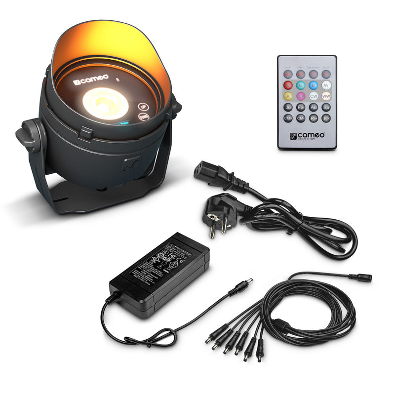 Theatrixx CLDROPB1SET1 DROP B1 Battery Powered Outdoor Mini Uplight - With Power Supply (Black)