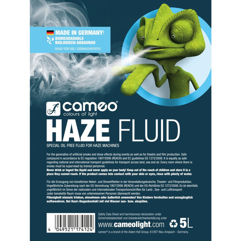 Cameo Pro CLFHAZE5L Haze Fluid Fine Fog Density and Long Standing Time Oil Free - 5L