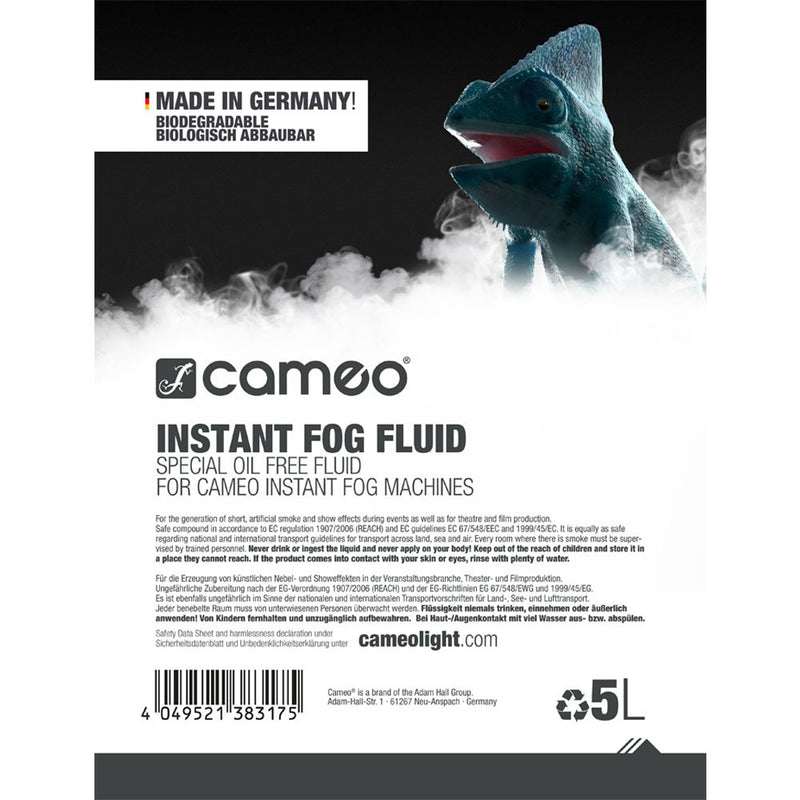 Cameo Pro CLFIF5L Fog Fluid Cameo INSTANT Fog Machines Oil Free - 5L