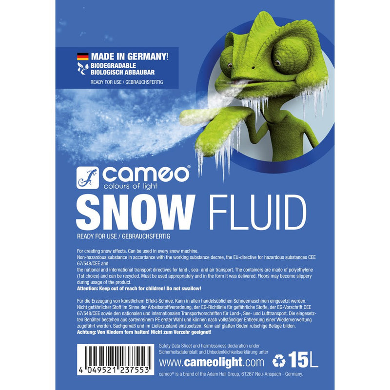 Cameo Pro CLFSNOW15L Special Fluid for Snow Machines Foam - 15 L