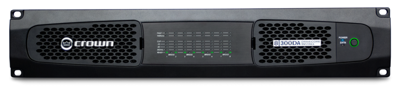 Crown DCI8X300DA Amplificateur de puissance 8 canaux, 300 W à 4 Ω avec audio en réseau Dante™/AES67 et 70 V/100 V/EN 54-16