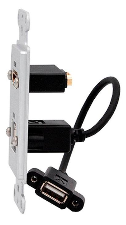 Covid D1218M-CA FEMME HDMI, USB BA Pig-Ltail Plate (anodisé clair)