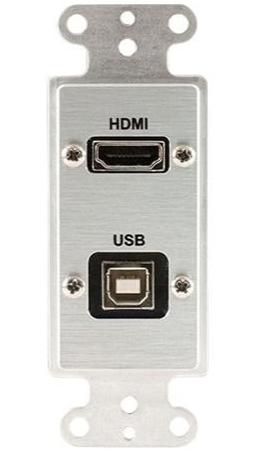 Covid D1218P-CA HDMI Pigtail, USB BA Pigtail Wall Plate (Clear Anodized)