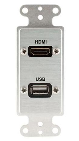 Covid D1219M-CA FEMME HDMI, USB AA Pig-Ltail Wall Plate (anodisé transparent)