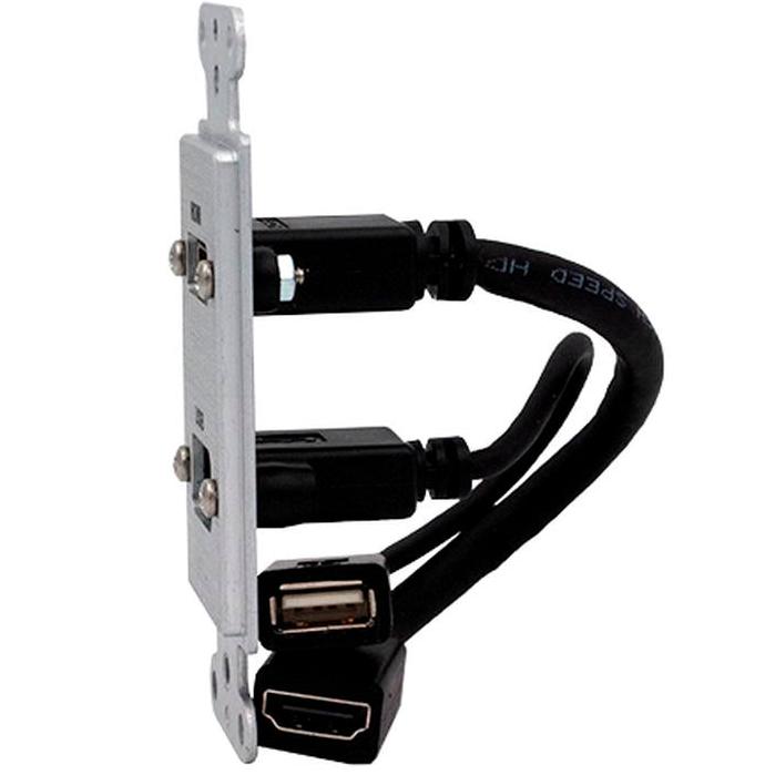 Covid D1219P-CA HDMI Pigtail, USB AA Pig-Ltail Plate (anodisé transparent)