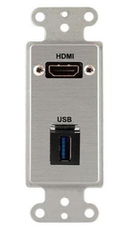 Covid D1231F-CA HDMI Female, Keystone USB-3-AA Wall Plate (Clear Anodized)