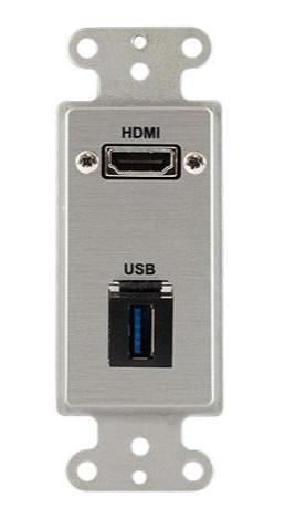 Covid D1231M-CA HDMI Pigdail, plaque murale Keystone USB-3-AA (anodisé clair)