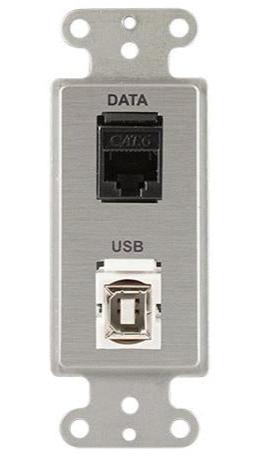 Covid D1234F-CA RJ45-CAT6, plaque murale Keystone USB-2-BA (anodisé clair)