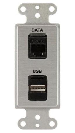 Covid D1236F-CA RJ45-CAT6, plaque murale Keystone USB-2-AA (anodisé transparent)