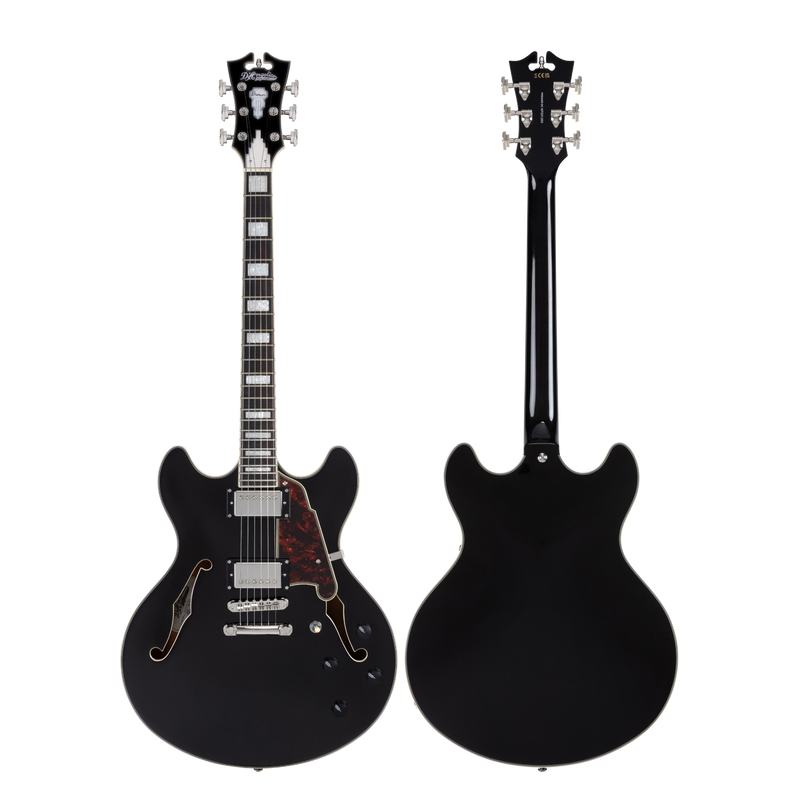 D'Angelico DAPDCBLF2NS Guitare électrique semi-creuse (Flake noir)