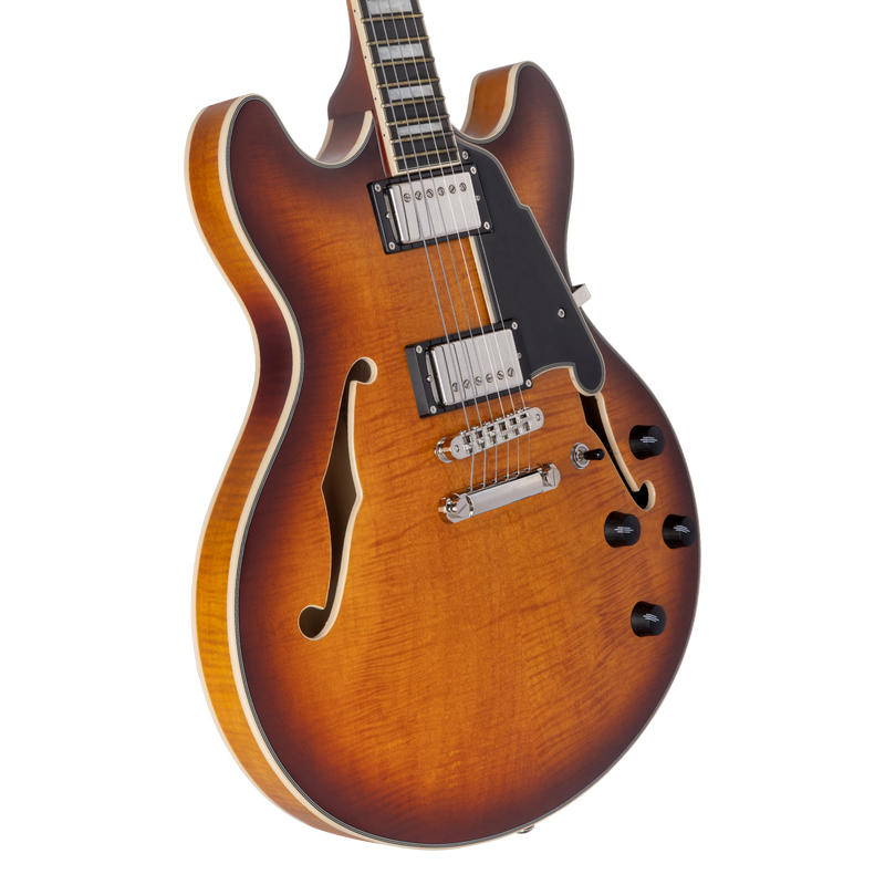 D'Angelico PREMIER DC Guitare électrique semi-creuse (Dark Iced Tea Burst)