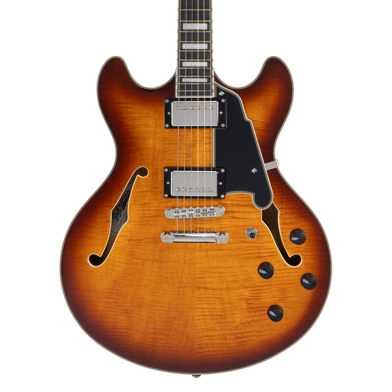 D'Angelico PREMIER DC Guitare électrique semi-creuse (Dark Iced Tea Burst)