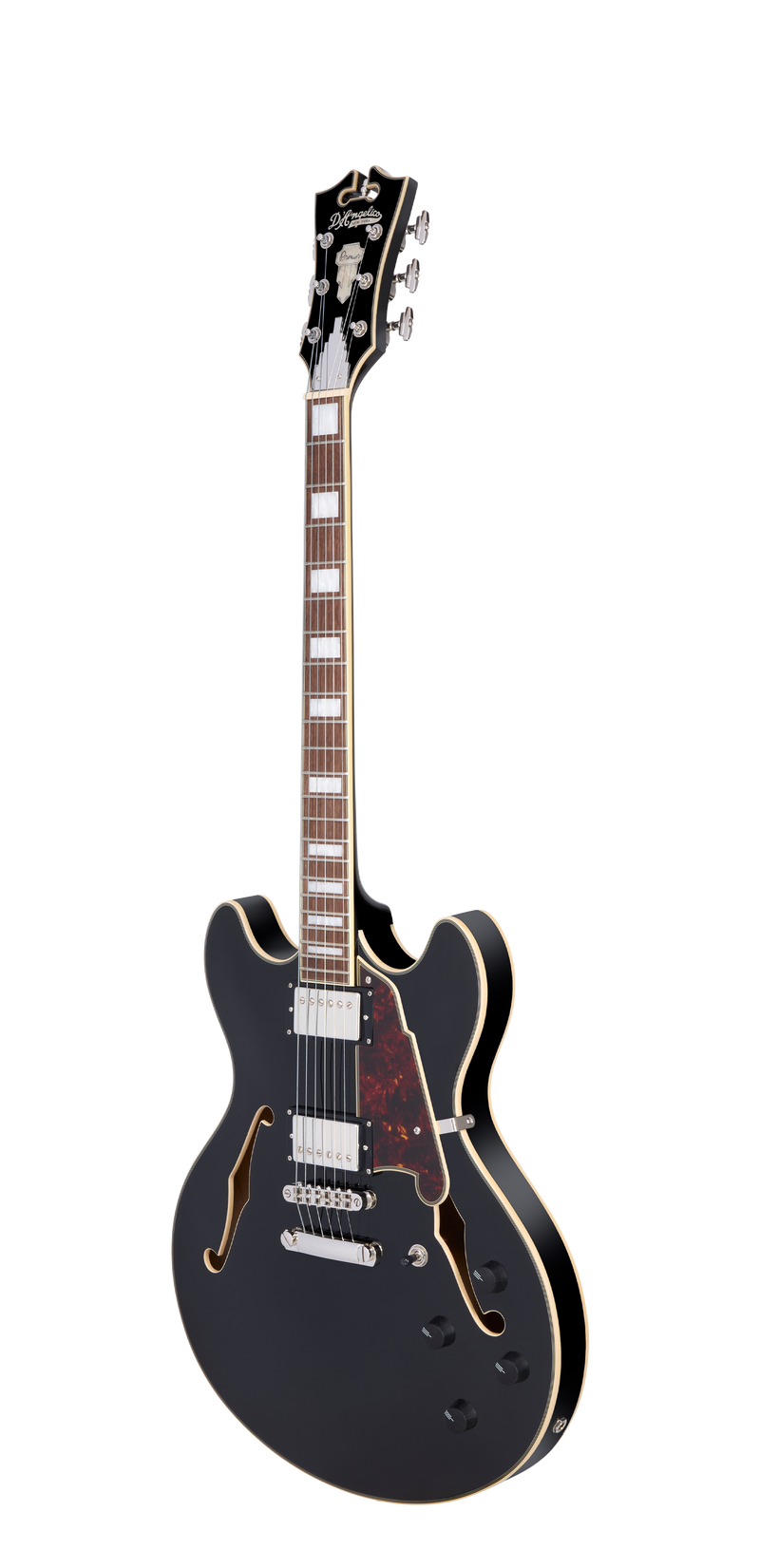 D'Angelico PREMIER DC Semi-Hollow Electric Guitar (Solid Black)