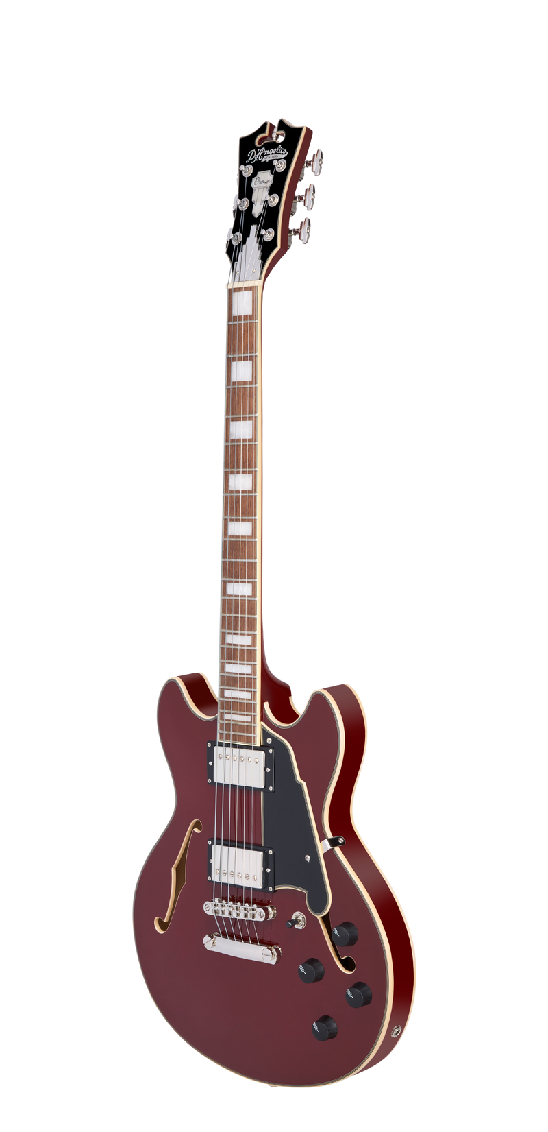 D'Angelico PREMIER MINI DC Semi-Hollow Electric Guitar (Burnt Red)