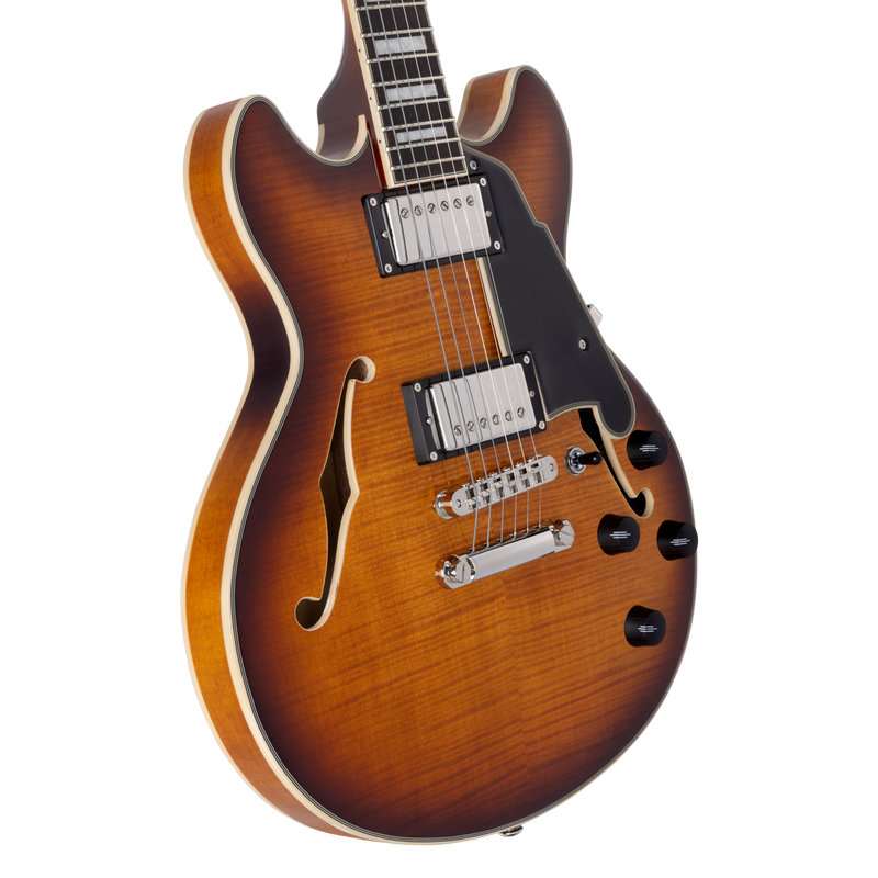 D'Angelico PREMIER MINI DC Guitare électrique semi-creuse (Dark Iced Tea Burst)