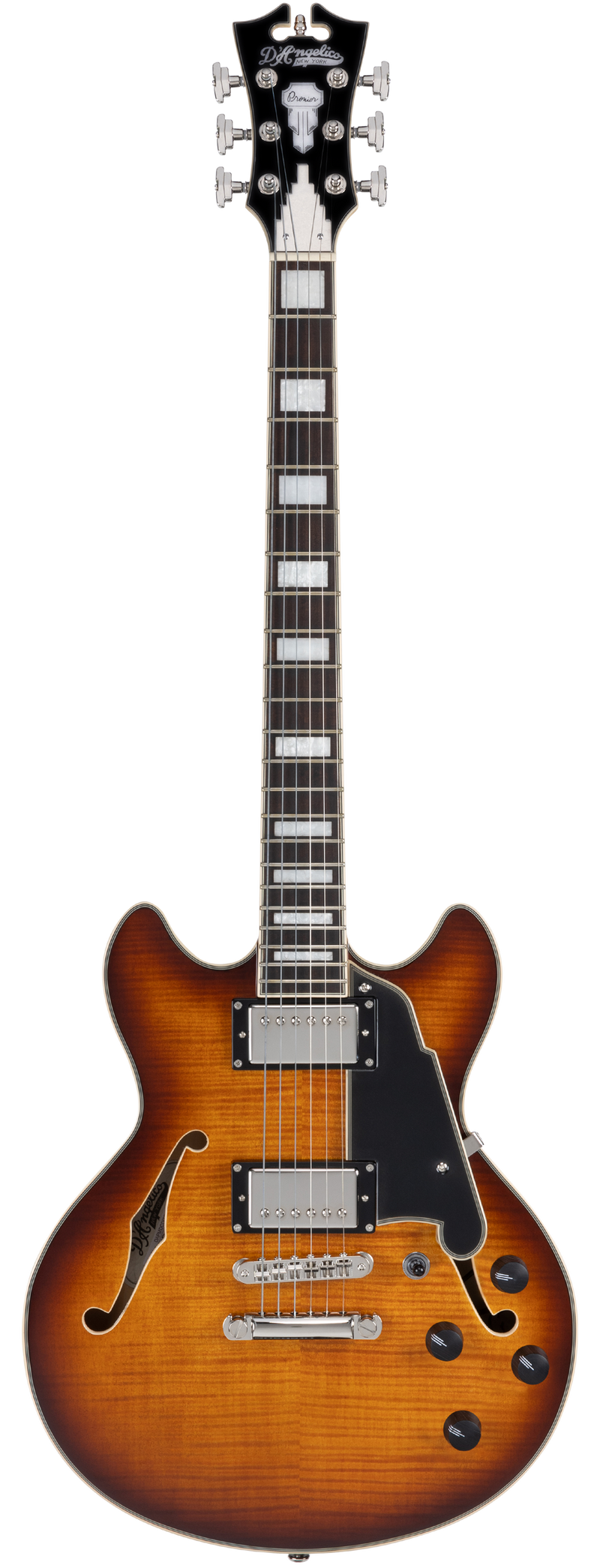 D'Angelico PREMIER MINI DC Guitare électrique semi-creuse (Dark Iced Tea Burst)