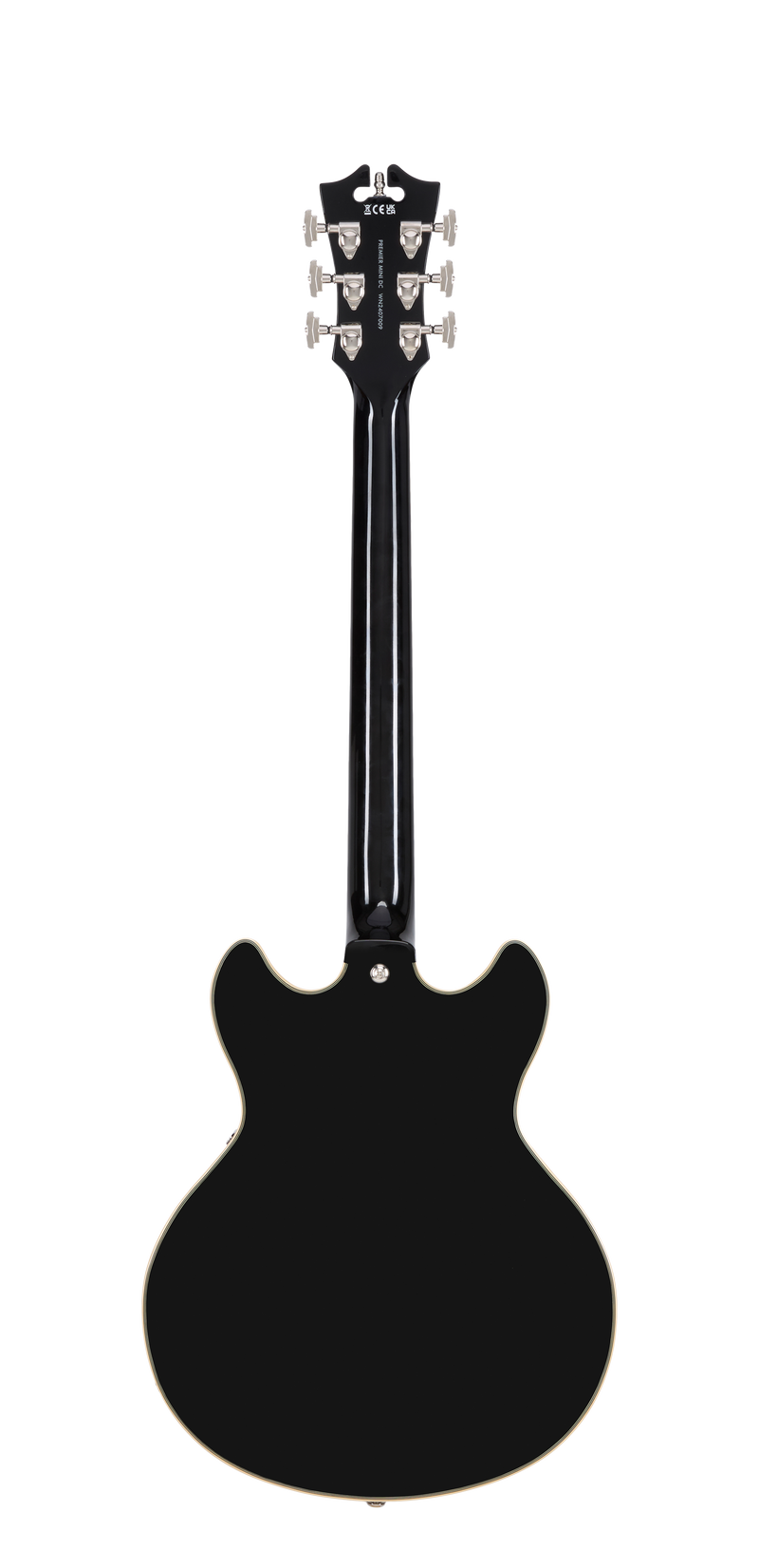 D'Angelico PREMIER MINI DC Semi-Hollow Electric Guitar (Solid Black)