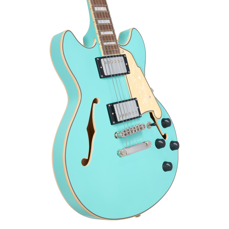 D'Angelico PREMIER MINI DC Semi-Hollow Electric Guitar (Surf Green)