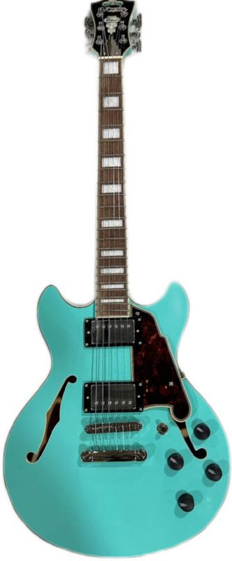 D'Angelico DAPMDCSGRNTS Limited-Edition Premier Mini DC Electric Guitar (Surf Green With Tortoise Pickguard)