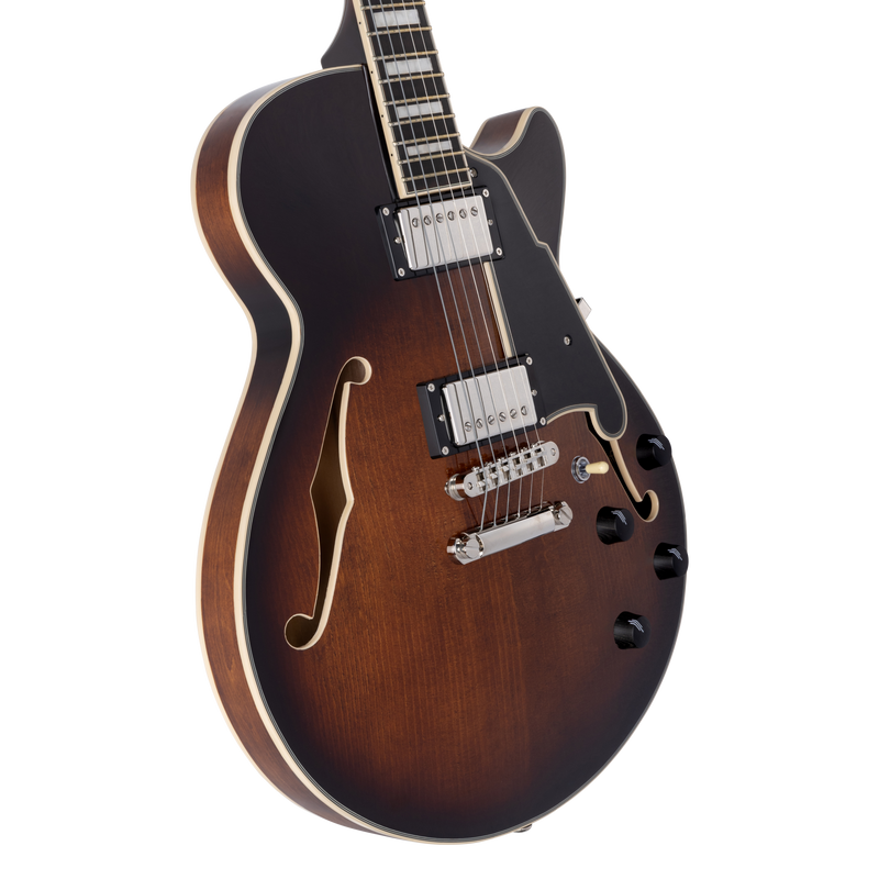 D'Angelico DAPSSBRBNS Guitare électrique semi-creuse (Brown Burst)