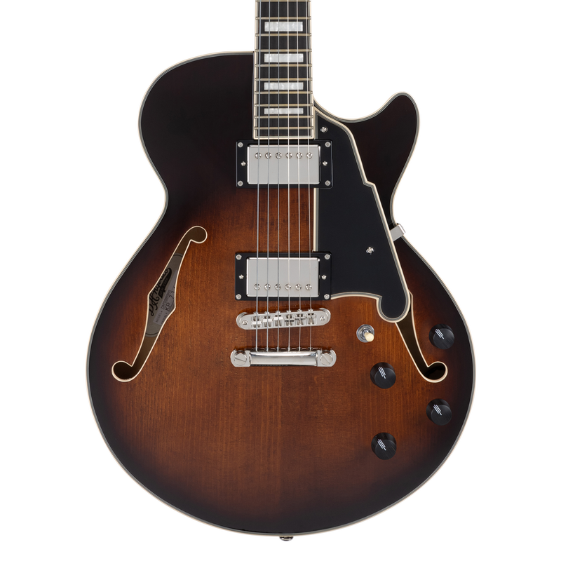 D'Angelico DAPSSBRBNS Guitare électrique semi-creuse (Brown Burst)