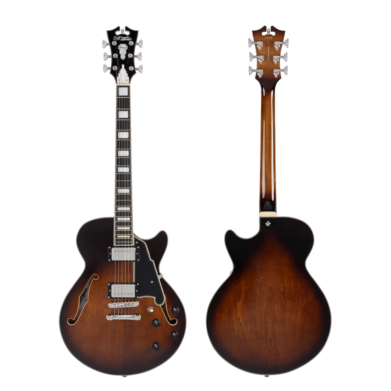 D'Angelico DAPSSBRBNS Guitare électrique semi-creuse (Brown Burst)