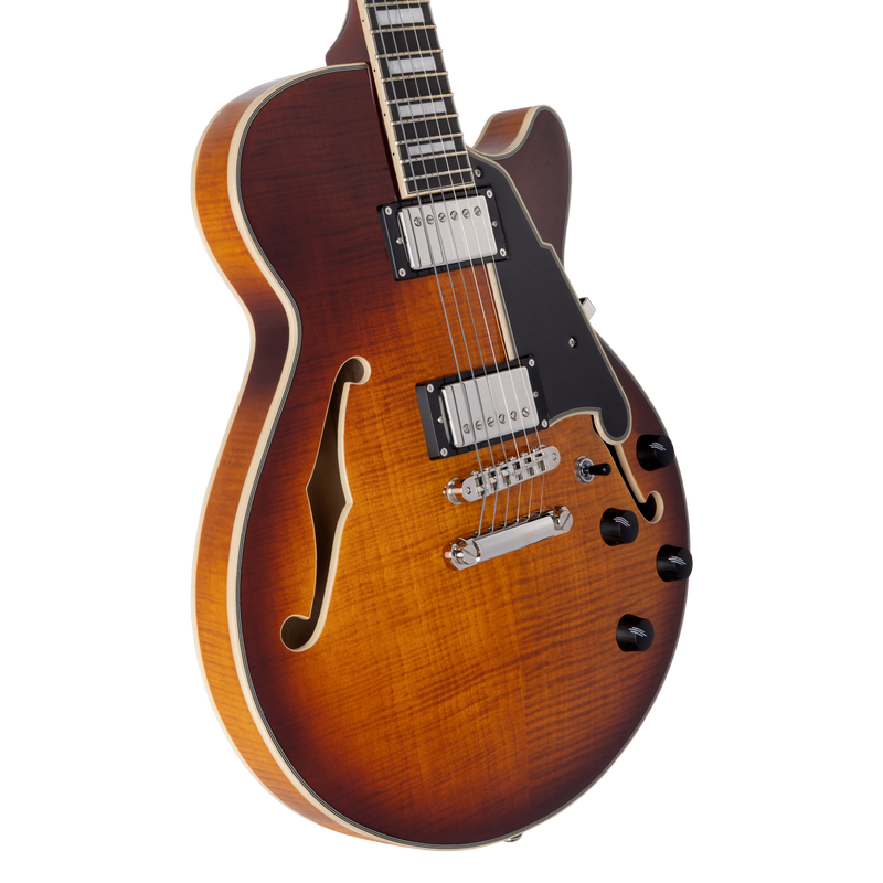 D'Angelico PREMIER SS Guitare électrique semi-creuse (Dark Iced Tea Burst)