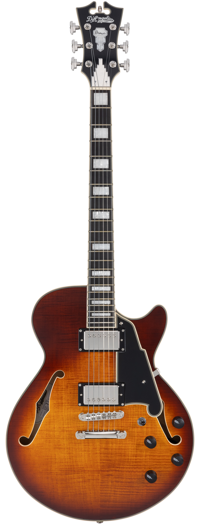 D'Angelico PREMIER SS Guitare électrique semi-creuse (Dark Iced Tea Burst)