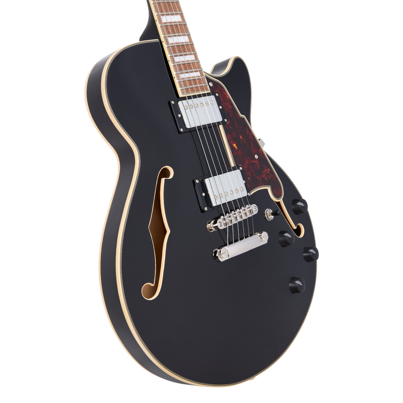 D'Angelico PREMIER SS Semi-Hollow Electric Guitar (Solid Black)