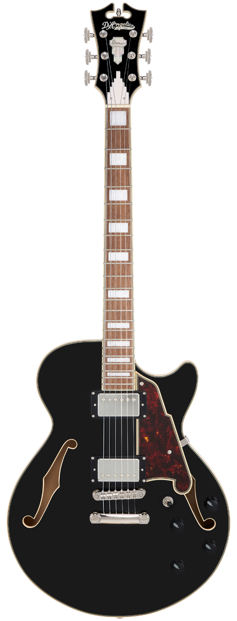 D'Angelico PREMIER SS Semi-Hollow Electric Guitar (Solid Black)