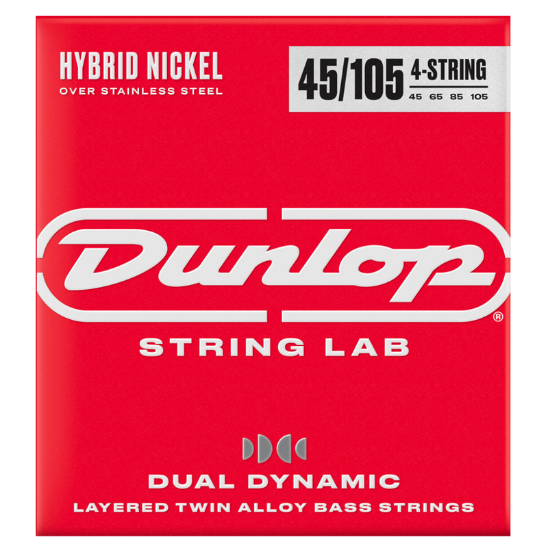 Dunlop DBHYN45105 Cordes pour guitare basse hybride en nickel 45/105