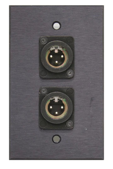 Digiflex DGP-1G-BLACK-2MX Single Gang Wall Plate w/2 NC3MD-LX-BAG Connectors (Black)