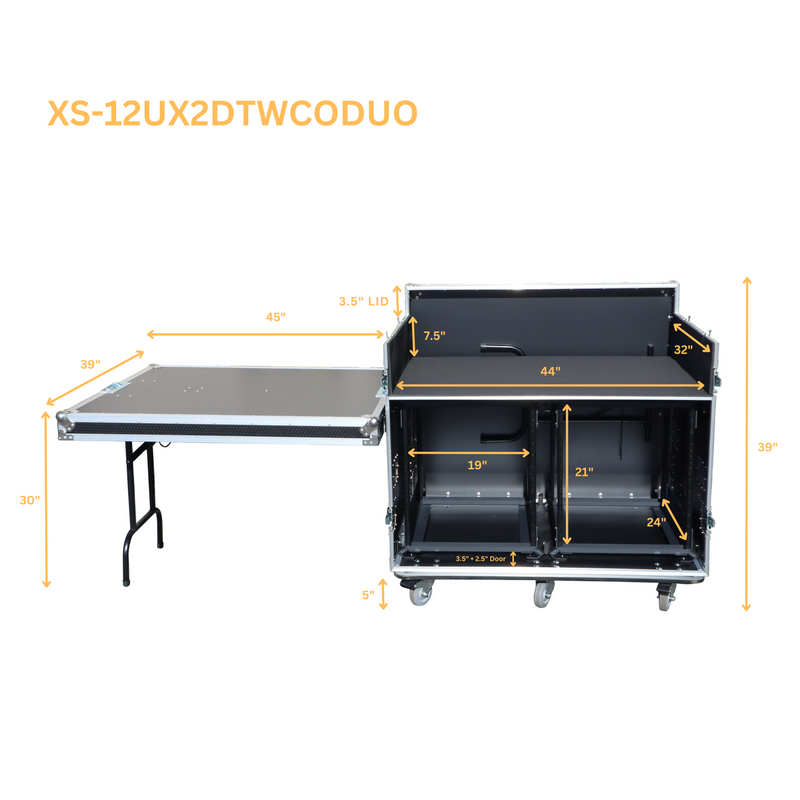 ProX XS-12UX2DTWCODUO ATA Flight Style Mixing Console Case with Flight Style Mixing Console Case and Side Tables