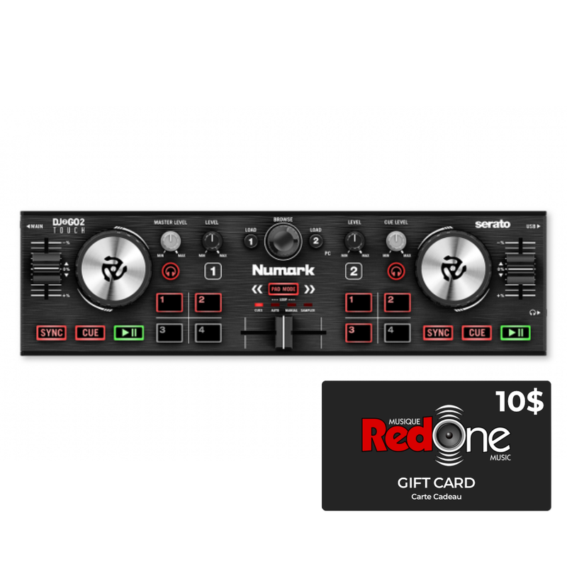 Numark DJ2GO2 TOUCH Pocket DJ Controller with Touch-Capacitive Jog Wheels + 10$ Gift Card