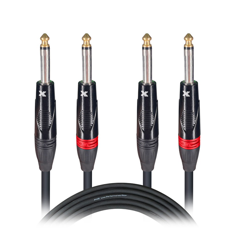 ProX XC-DP10 Unbalanced Dual 1/4" TS to Dual 1/4" TS High Performance Audio Cable - 10 Ft.