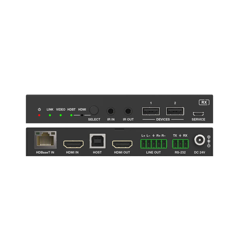 DVDO USBC-HDMI-PS-51 4K60 HDMI & USB-C Seamless Switcher Scaler Extender with USB & Dante (Tx/Rx)