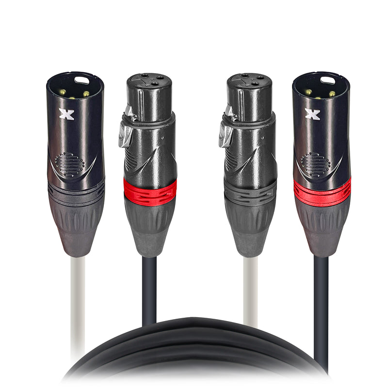 ProX XC-DXLR50 50' Pi. Câble audio haute performance symétrique double XLR-M vers double XLR-F