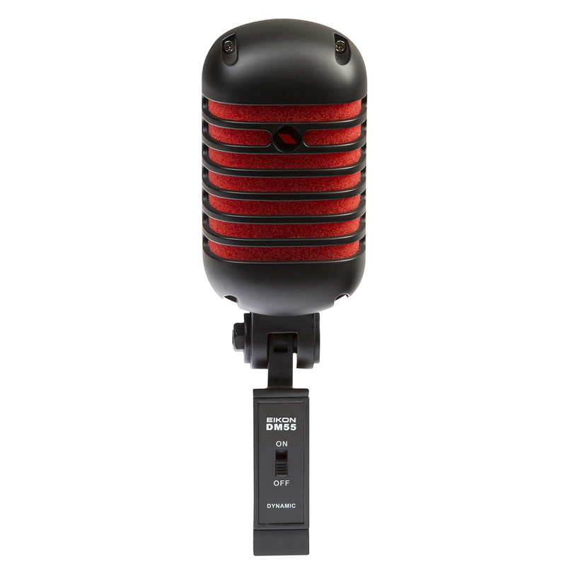 Eikon DM55V2RDBK Microphone dynamique vocal professionnel au design vintage (noir satiné avec bordure rouge)