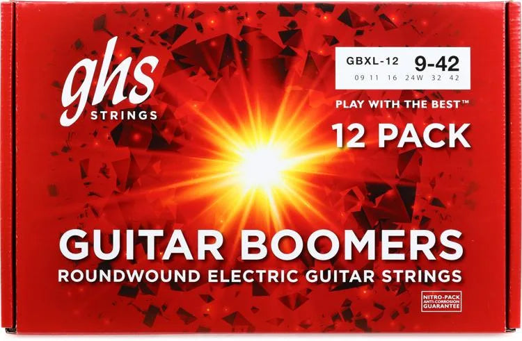 Ghs GBXL-12 Boomers Cordes pour guitare électrique .009-.042 Extra Light (paquet de 12)