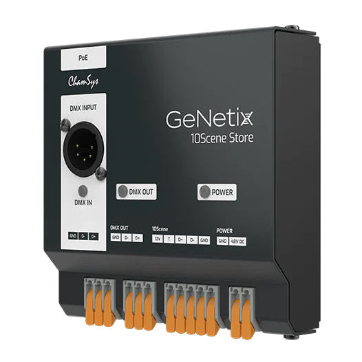 Chamsys GENETIX-10SCENE-STORE Single Universe Wall or DIN Rail Mounted DMX Light Controller (Black)