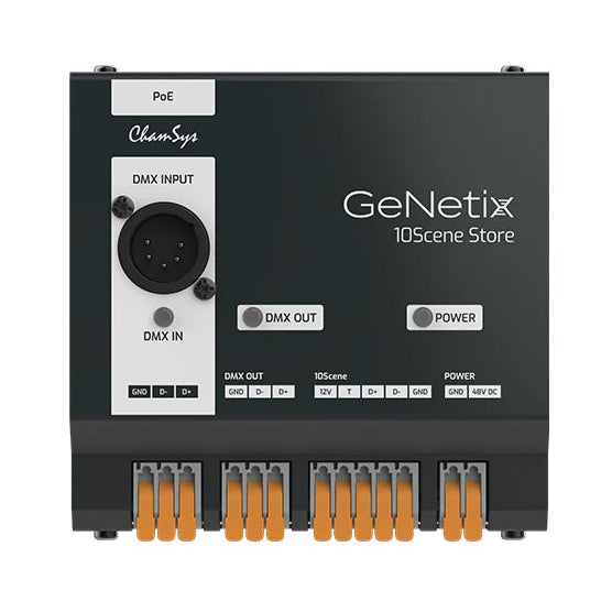 Chamsys GENETIX-10SCENE-STORE Single Universe Wall or DIN Rail Mounted DMX Light Controller (Black)