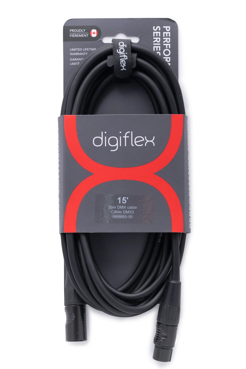 Digiflex HDMX3-15 DMX Cable 3 Pin XLRM to XLRF - 15'