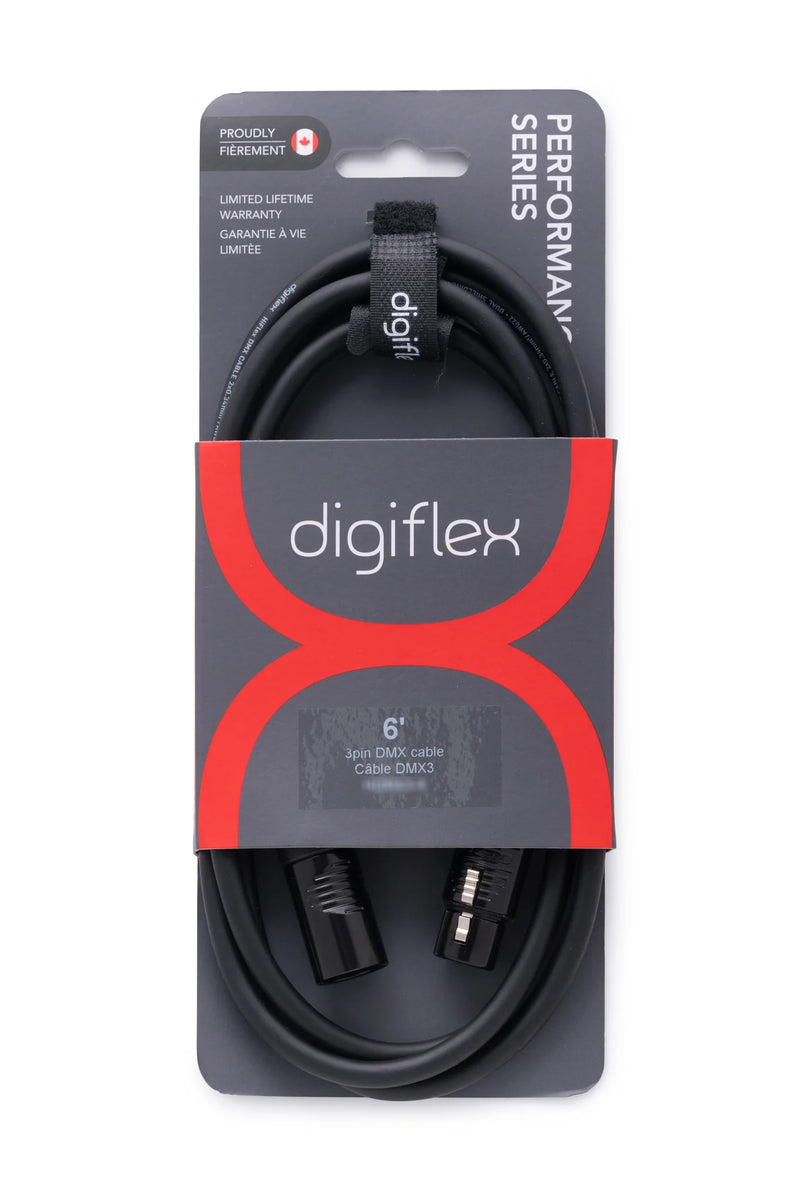 Digiflex HDMX3-6 DMX Cable 3 Pin XLRM to XLRF - 6'