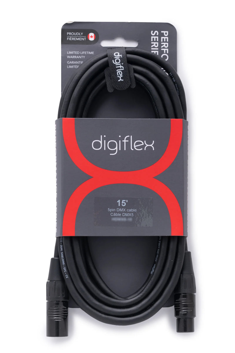 Digiflex HDMX5-15 DMX Cable 5 Pin XLRM to XLRF - 15'