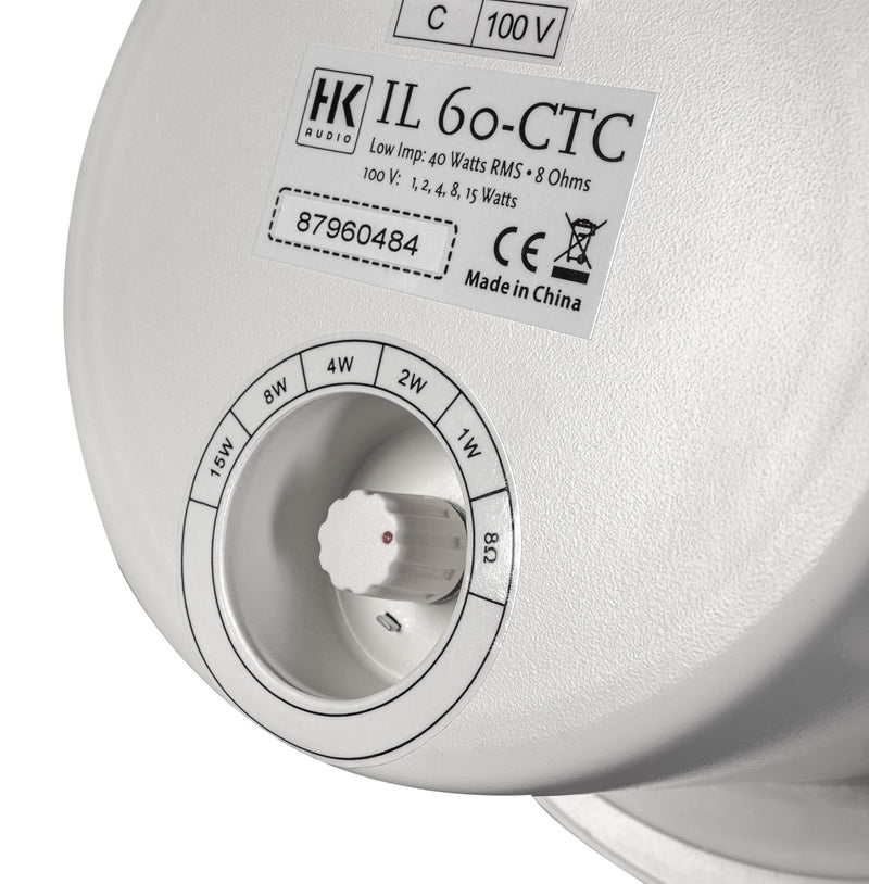 HK Audio IL 60-CTC Ceiling Speaker Rear Chamber 100V 5 Taps 8 ohm (White) - 6.5"